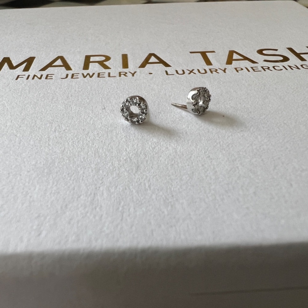 MARIA TASH White 14K Open Circle Diamond earrings (2) Frontals ONLY